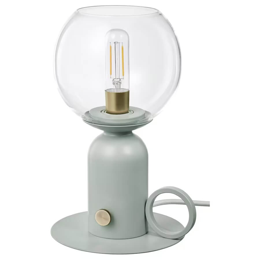 лампочка elektrostandard 4690389174278 лампа пламя Настольная лампа Ikea Askmuller, серо-зеленый
