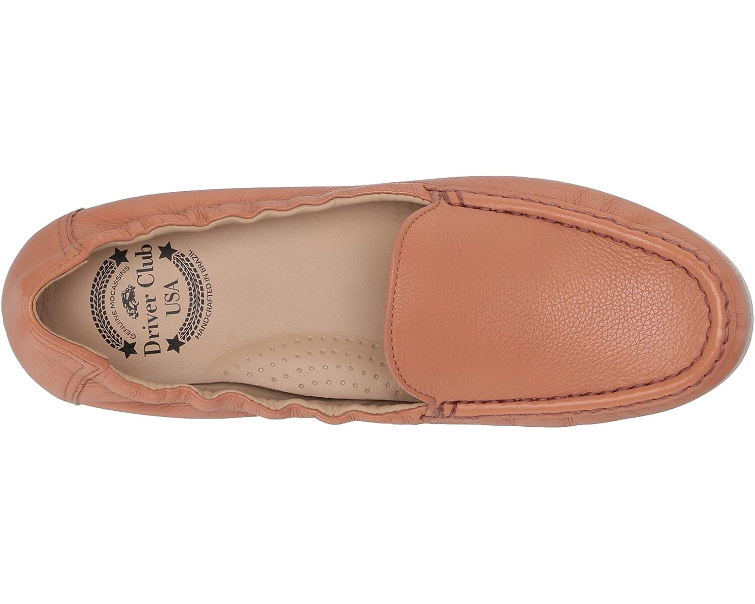 

Лоферы Women's Leather Made in Brazil Venetian Scrunch Back Loafer Flat Driver Club USA, тан наппа мягкий