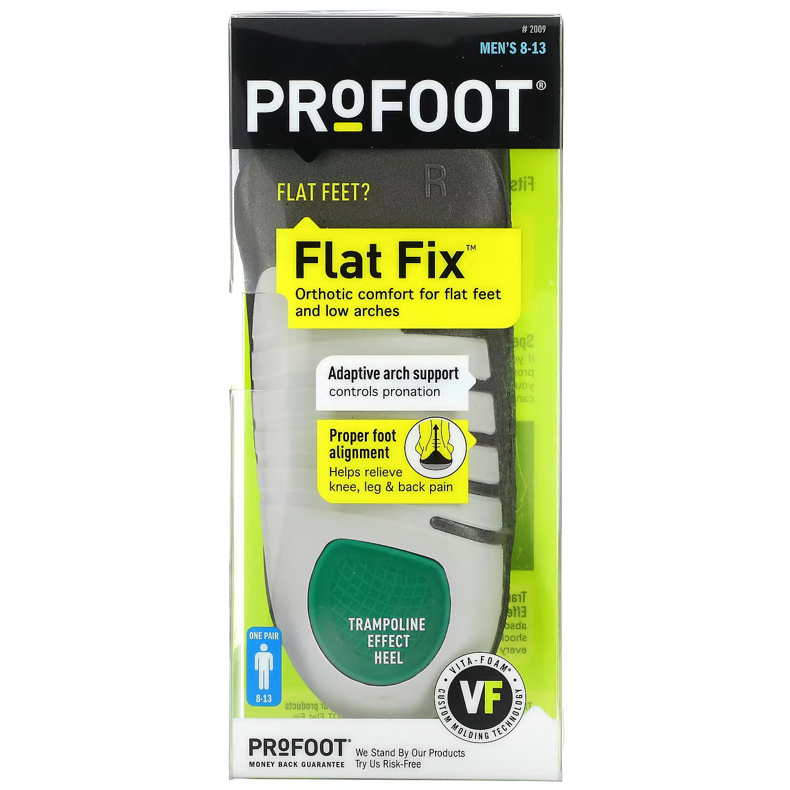 Profoot, Flat Fix, адаптивная поддержка свода стопы, для мужчин 8–13 лет, 1 пара profoot miracle insole для женщин 6–10 лет 1 пара