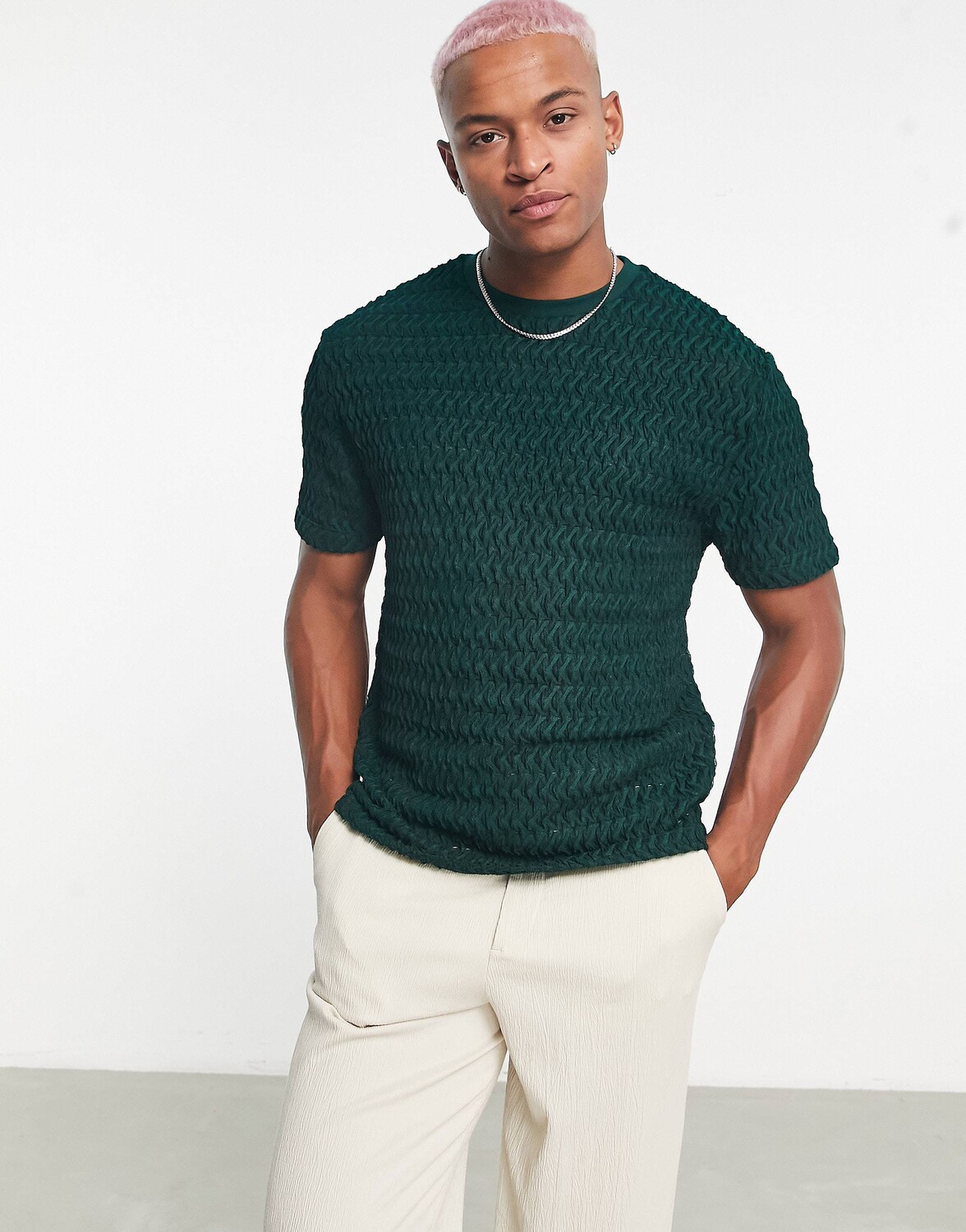 

Свободная зеленая прозрачная футболка ASOS DESIGN