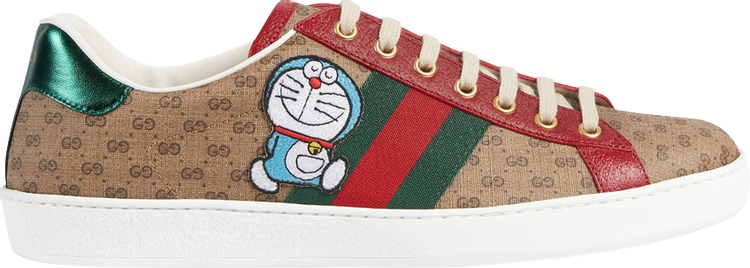 цена Кроссовки Doraemon x Gucci Ace Beige Monogram, бежевый