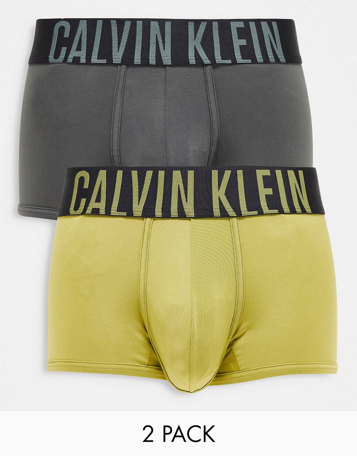 

2 пары трусов Calvin Klein с низкой посадкой серого и зеленого цветов