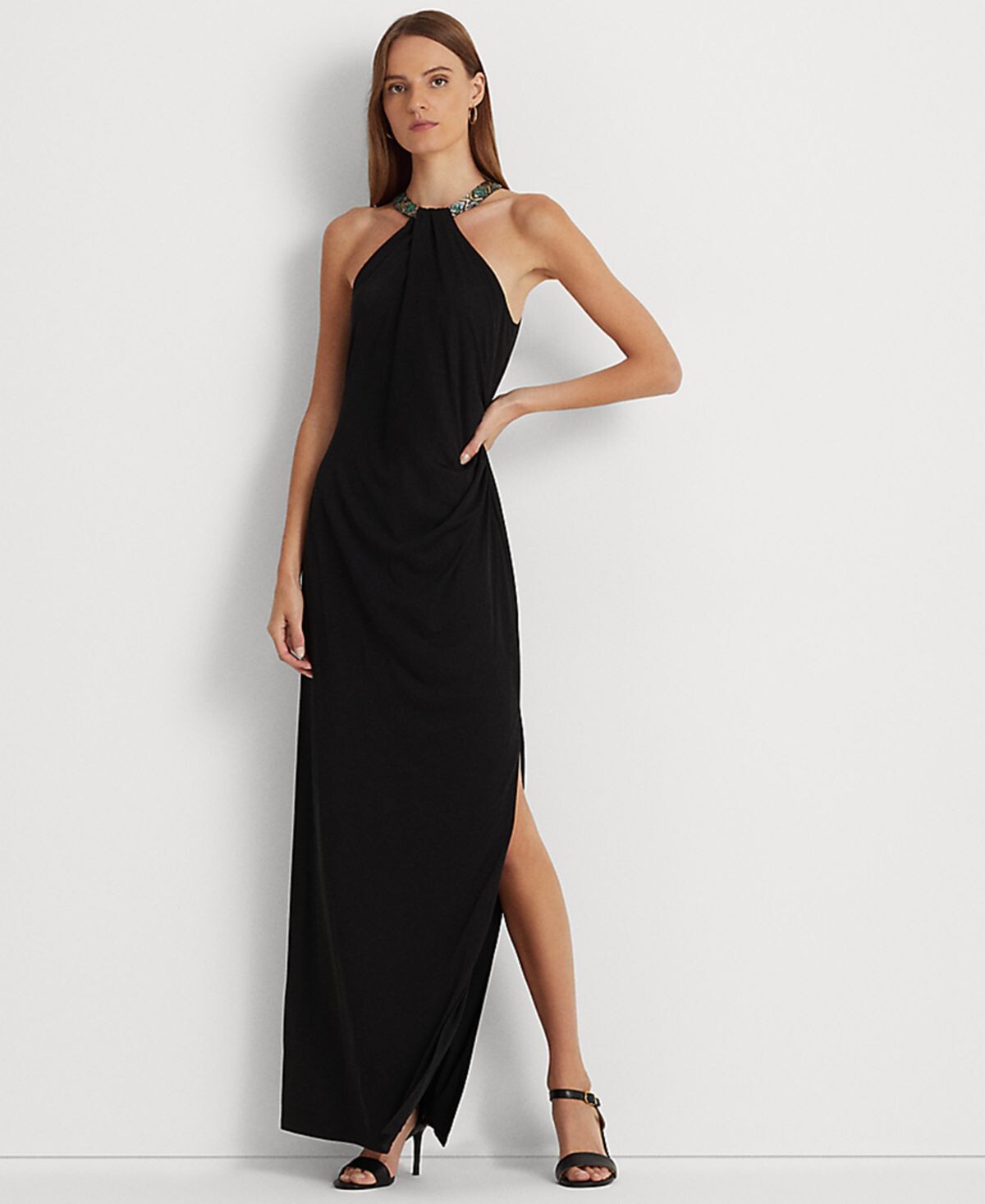 

Женское трикотажное платье с лямкой на шее Lauren Ralph Lauren, черный