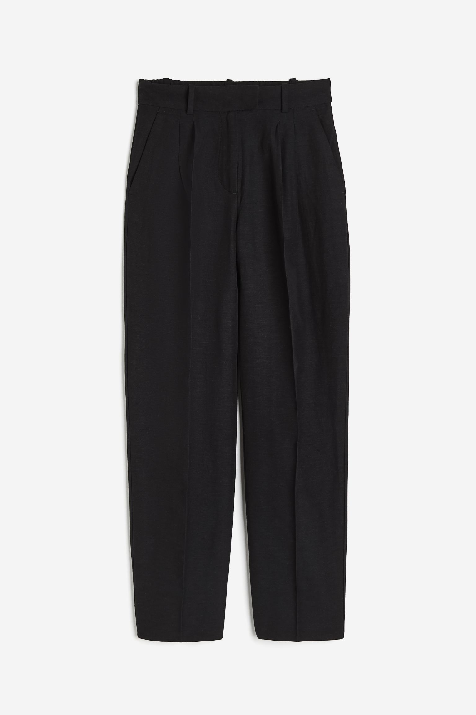 Брюки H&M Tapered Linen-blend, черный брюки uniqlo linen cotton blend tapered зеленый