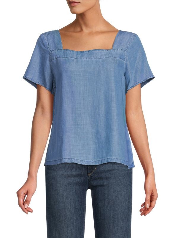 

Топ Saks Fifth Avenue с квадратным вырезом и рукавами - крылышками, medium indigo