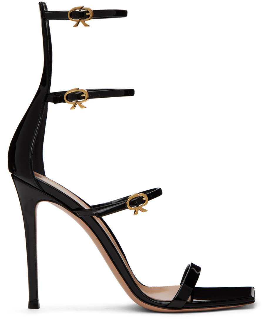 

Черные босоножки на каблуке Uptown с лентой Gianvito Rossi
