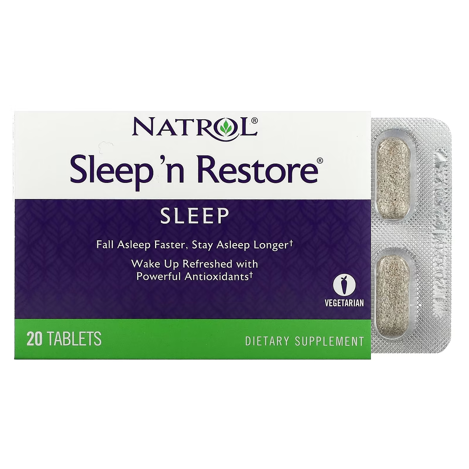 цена Пищевая Добавка Natrol Sleep 'n Restore, 20 таблеток