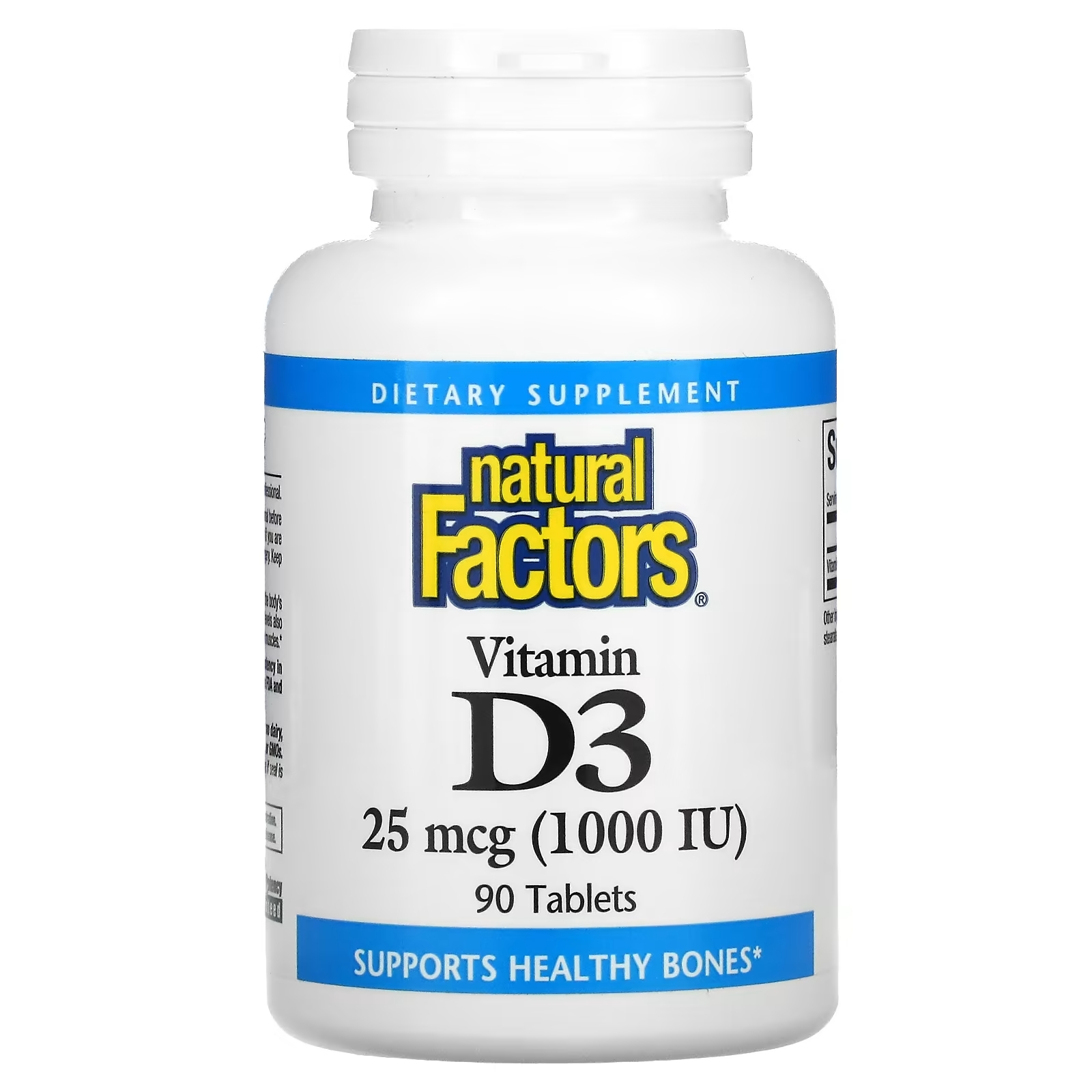 Natural Factors витамин D3 25 мкг 1000 МЕ, 90 таблеток витамин d3 mason natural 1000 ме 25 мкг 120 таблеток