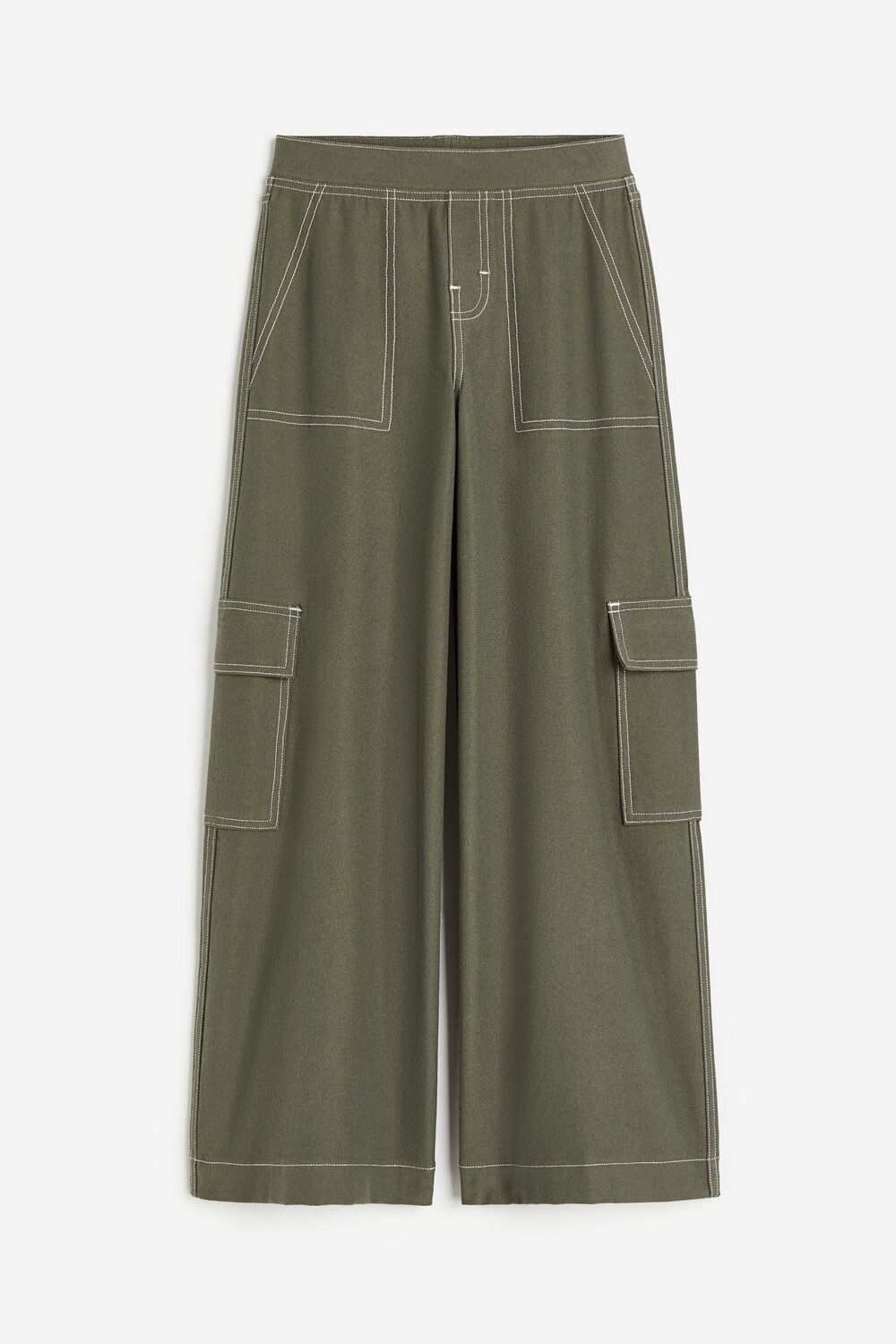 

Брюки H&M Rib-knit Midi, темно-зеленый хаки