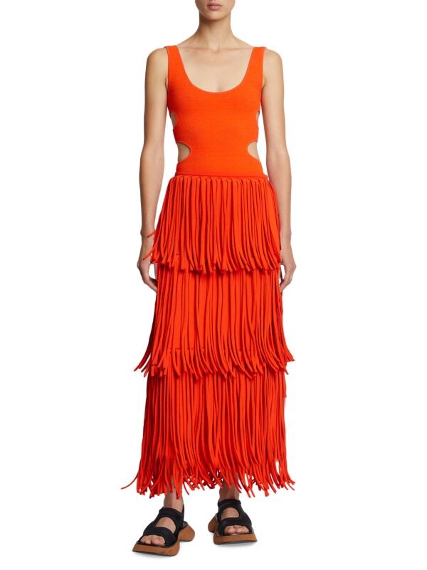 

Многоуровневая длинная юбка с бахромой Proenza Schouler Tangerine