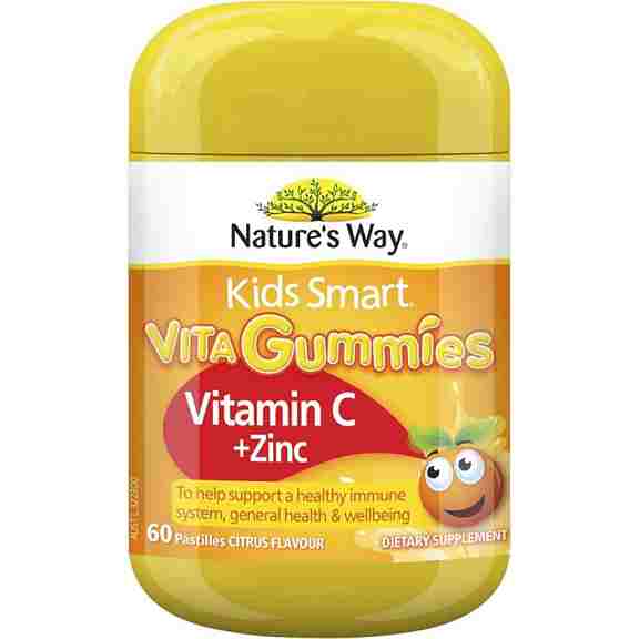 Витамин С + Цинк для детей Nature's Way Kids Vita Gummies Vitamin C & Zinc, 60 пастилок nature s way жевательные конфеты с бузиной стандартизированный экстракт с витамином c и цинком 60 шт