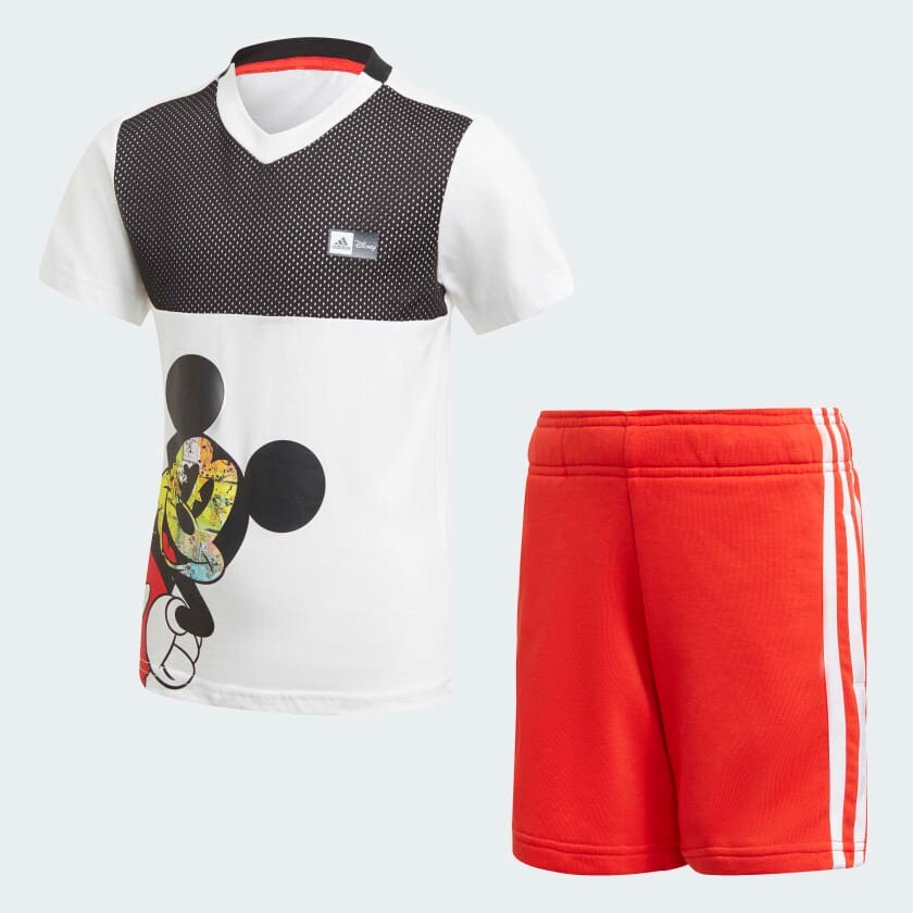 

Детский комплект Adidas Sportswear Mickey Mouse Summer, 2 предмета, белый/черный/красный