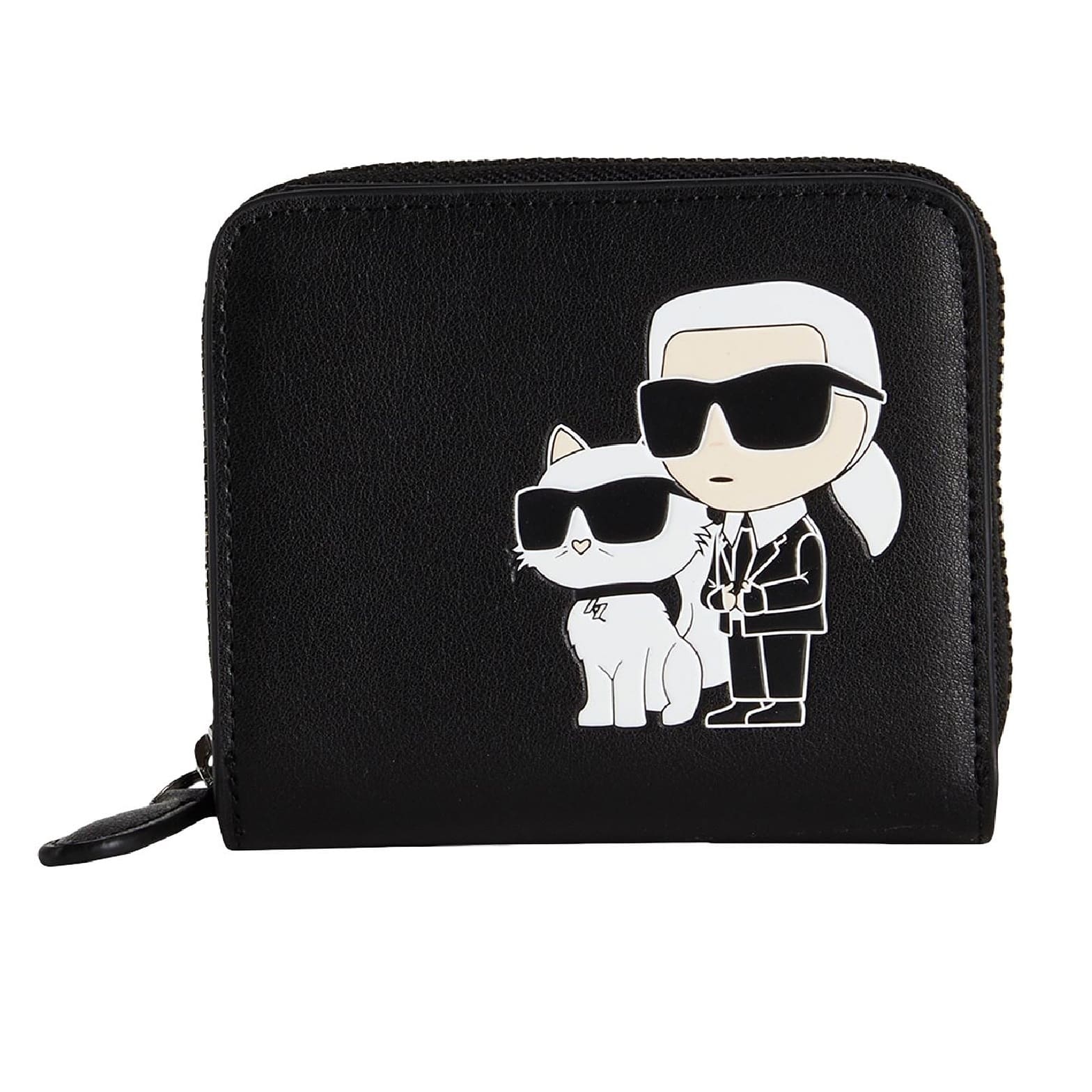Кошелек Karl Lagerfeld K/ikonik 2.0 Leather Sm Zipwlt, черный мужской клатч из натуральной кожи длинный кошелек на двойной молнии для монет для телефона чехол держатель для карт