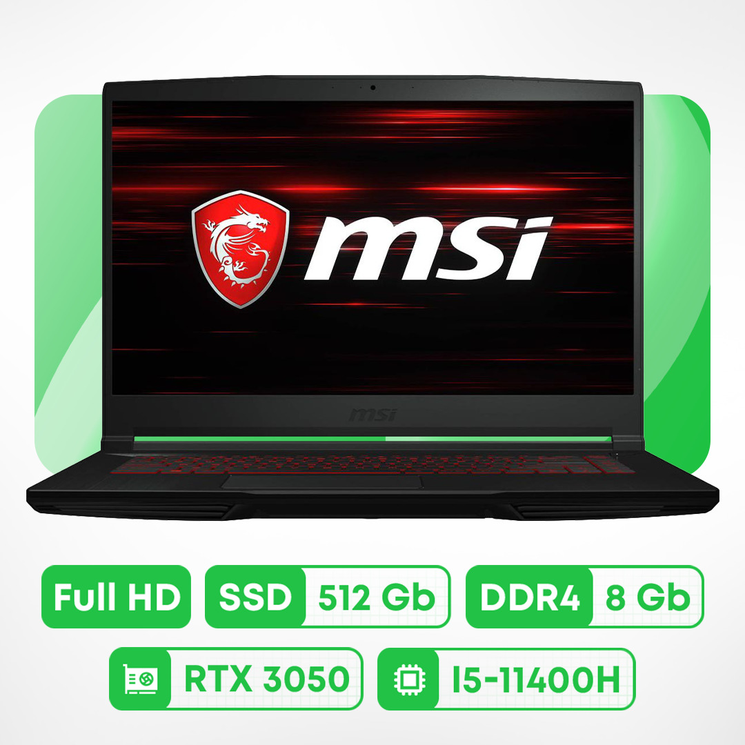 

Игровой ноутбук MSI GF63 Thin 11UC 15.6'', 8 Гб/512 Гб, i5-11400H, RTX 3050, черный, английская клавиатура