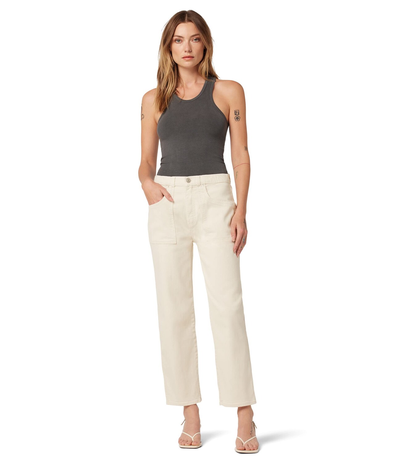 

Джинсы Hudson Jeans, Remi Straight Ankle w/ Elastic Band in Ecru
