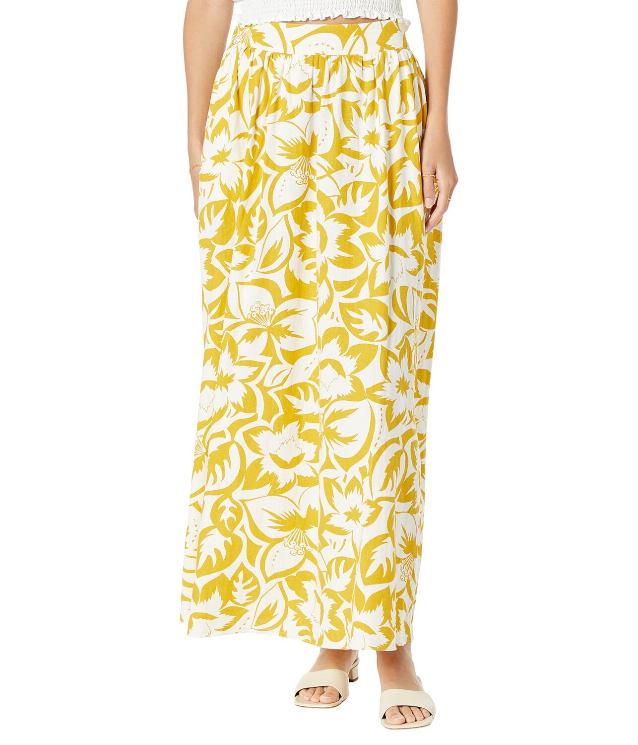 

Юбка Madewell, Linen-Blend Shirred Maxi Skirt in Tropicale Floral
