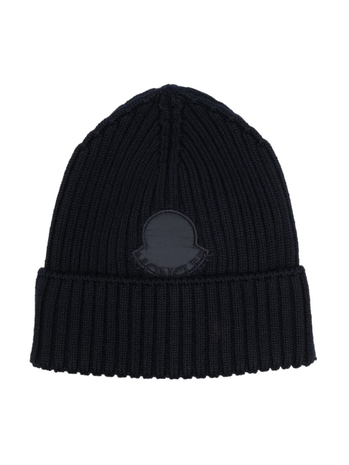 

Moncler Enfant шапка бини в рубчик с нашивкой-логотипом, синий