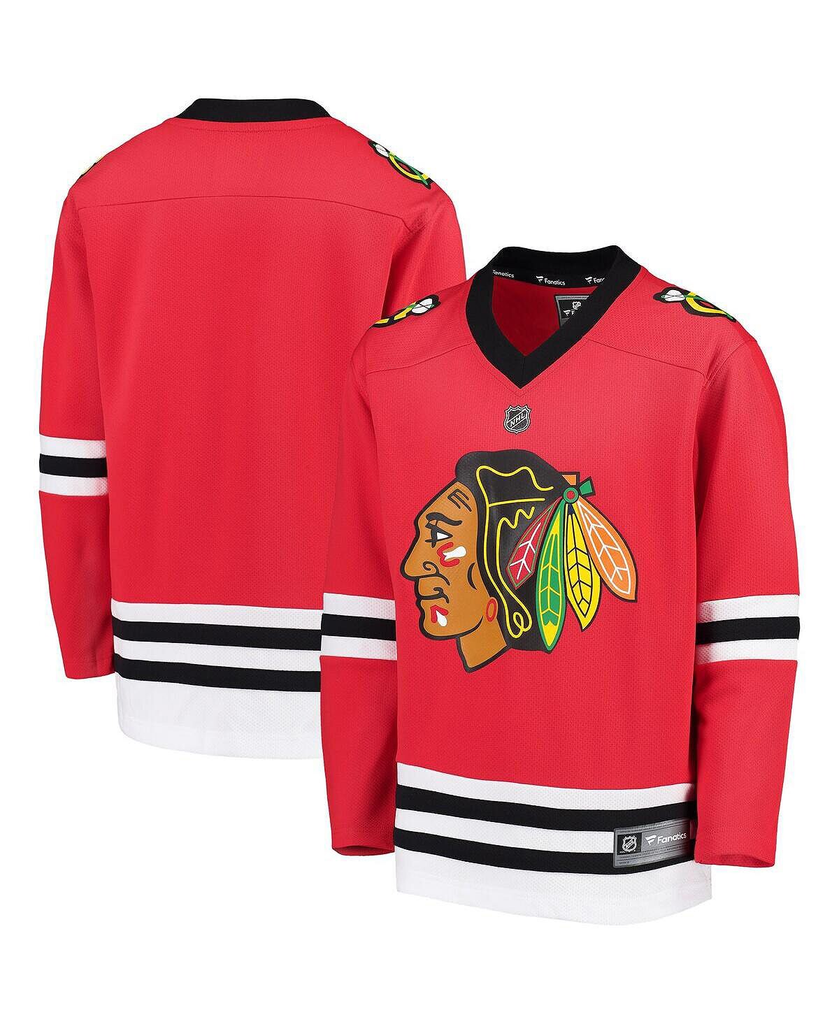 Красная домашняя копия пустой майки с логотипом Big Boys Chicago Blackhawks Fanatics кремовая красная вязаная шапка с логотипом chicago blackhawks для мальчиков и девочек big boys and girls outerstuff слоновая кость кремовый