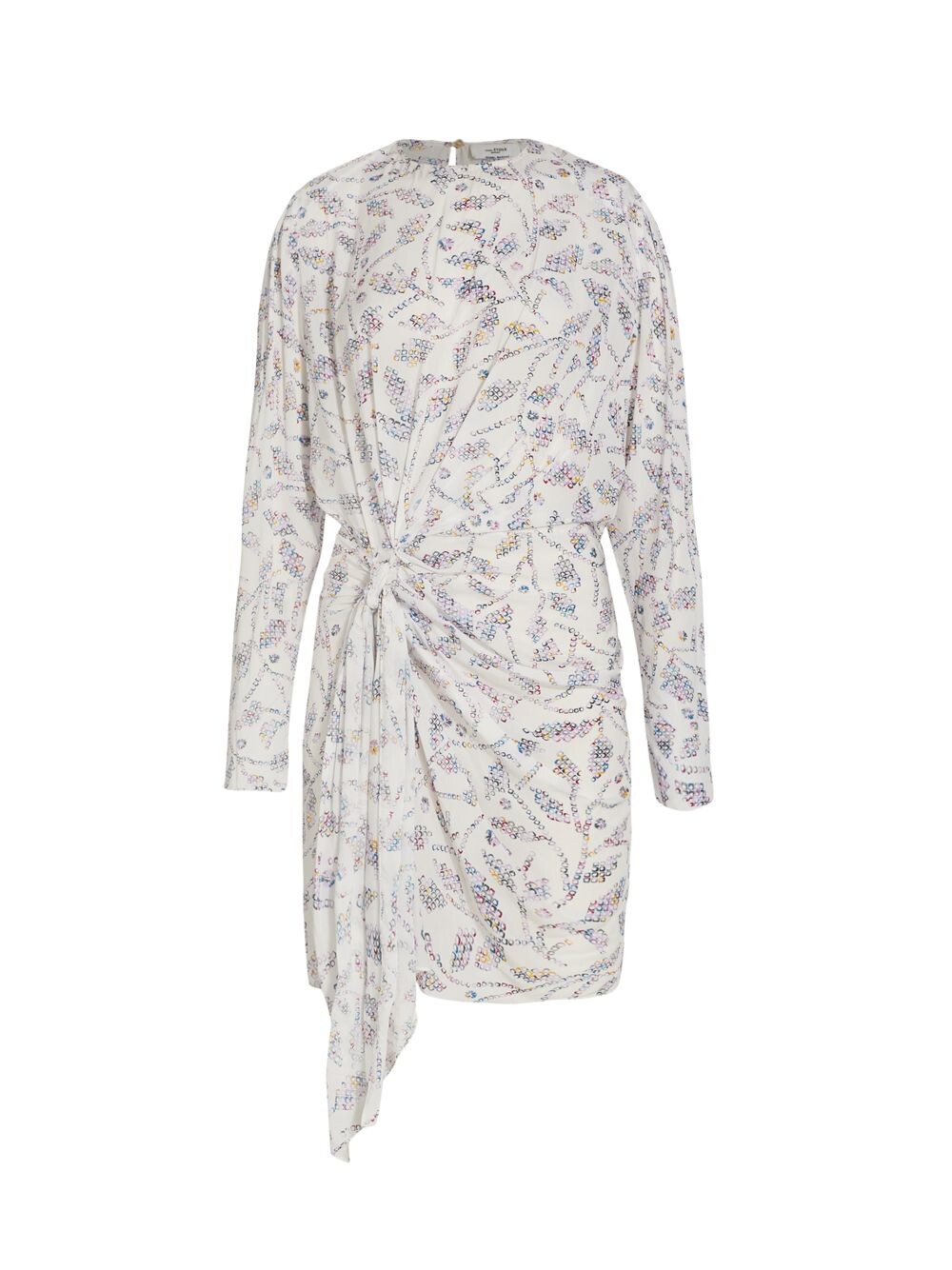 

Мини-платье Dulce с геометрическим рисунком и узлом Isabel Marant Étoile, экру