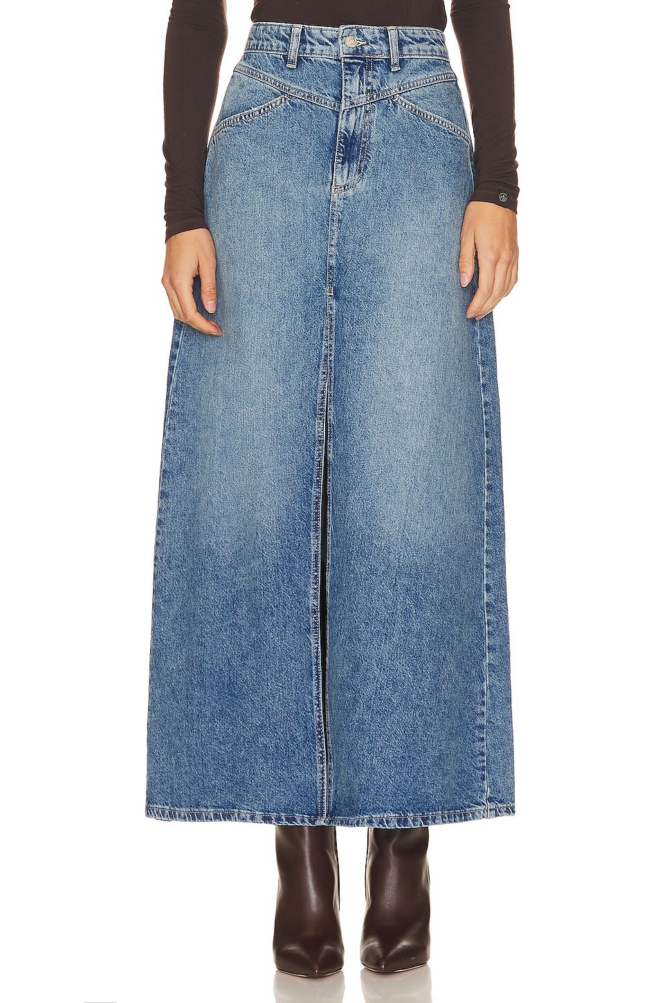 цена Юбка макси Free People Come As You Are Denim, цвет Sapphire Blue Slit