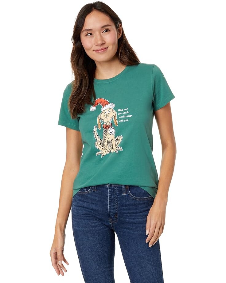 

Футболка Life is Good Max The World Wags with You Short Sleeve Crusher, цвет Spruce Green