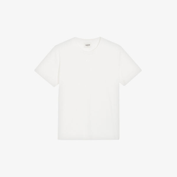 

Хлопковая футболка с короткими рукавами и вышитым логотипом Teecha Claudie Pierlot, цвет naturels