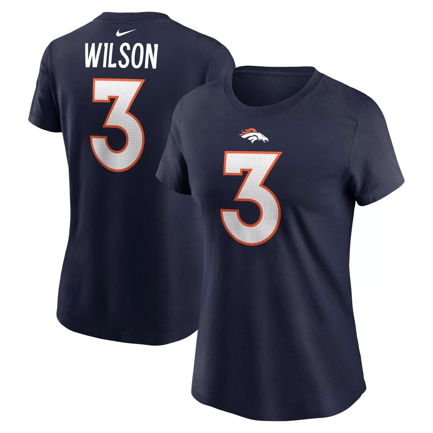 

Женская футболка Nike Russell Wilson Navy Denver Broncos с именем и номером игрока Nike