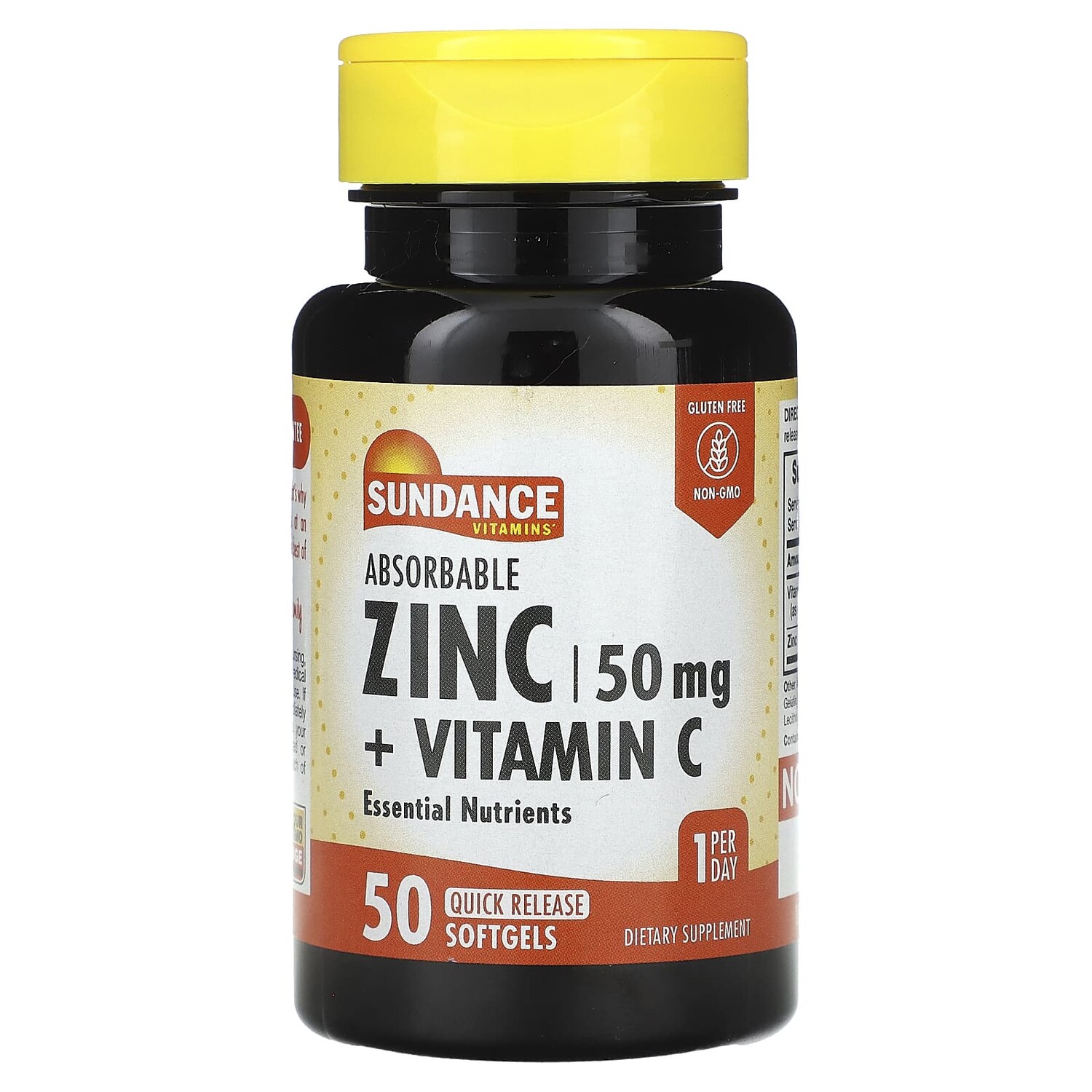 

Усвояемый цинк + витамин C, 50 капсул быстрого действия, Sundance Vitamins