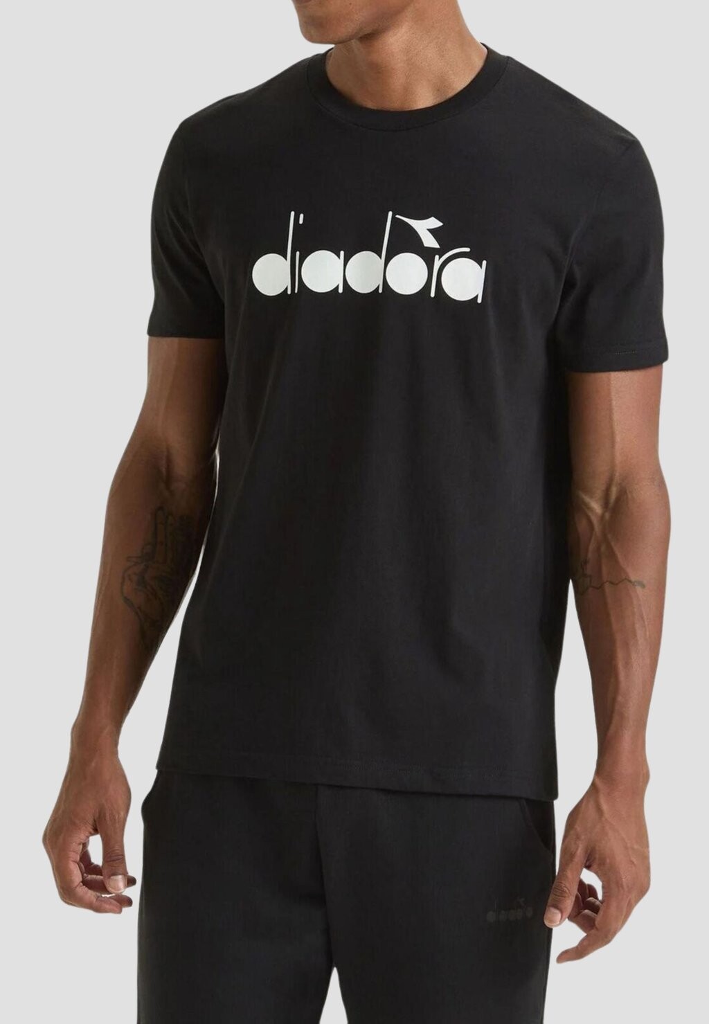 

Футболка с принтом Diadora, черно-белая, Черный