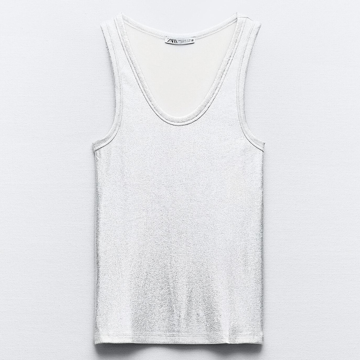 

Топ Zara Ribbed Metallic, серебристый