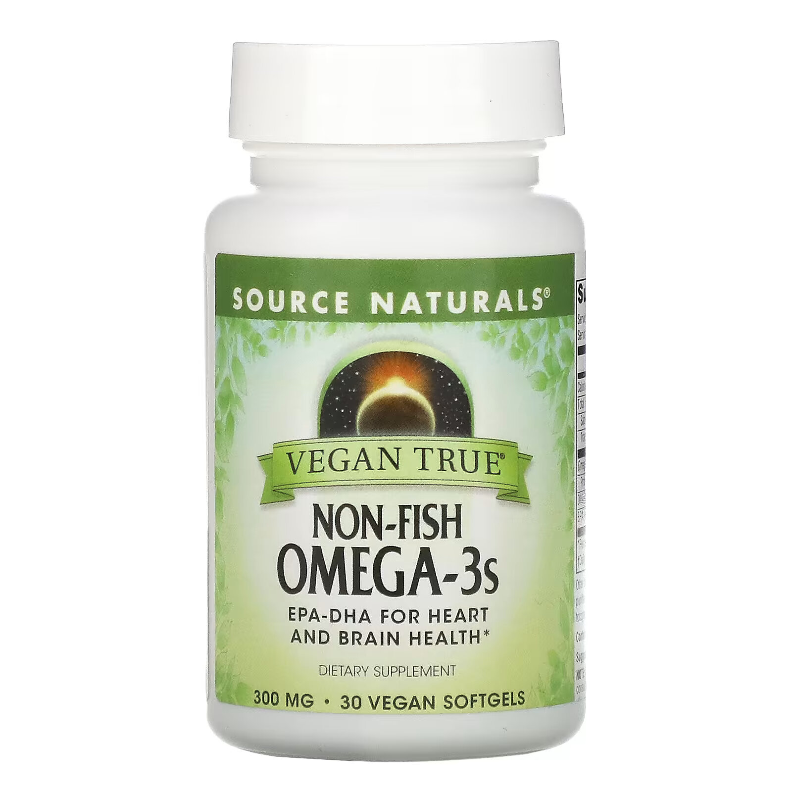 Source Naturals, Vegan True, омега-3 жирные кислоты не из рыбы, 300 мг, 30 веганских капсул - фото