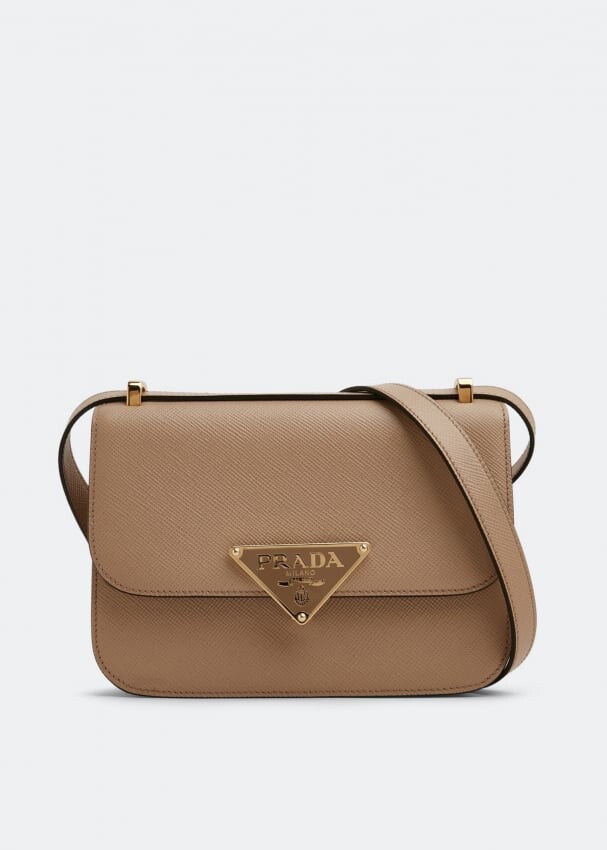 

Сумка PRADA Leather shoulder bag, бежевый