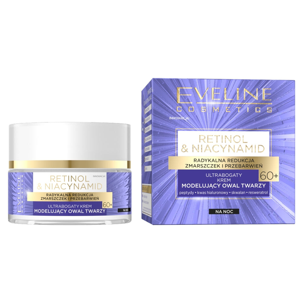 

Eveline Cosmetics Ультранасыщенный ночной крем для моделирования овала лица с ретинолом и ниацинамидом 60+ 50мл