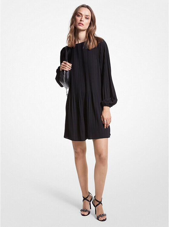

Платье-мини Michael Michael Kors Pleated Crepe, черный
