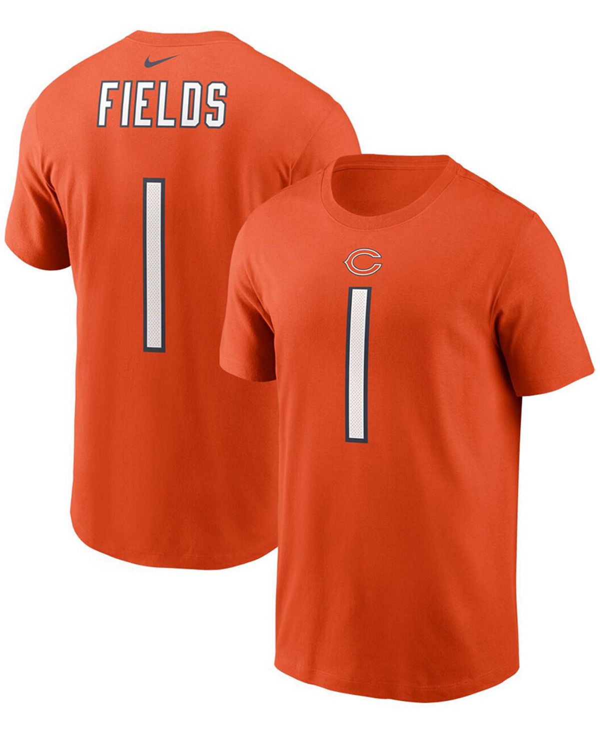 Мужская футболка justin fields orange chicago bears 2021 nfl draft first round pick player с именем и номером Nike