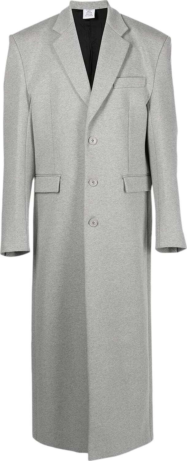 

Пальто Vetements Boxy Single Breasted Molton Tailored Coat 'Grey Melange', серый