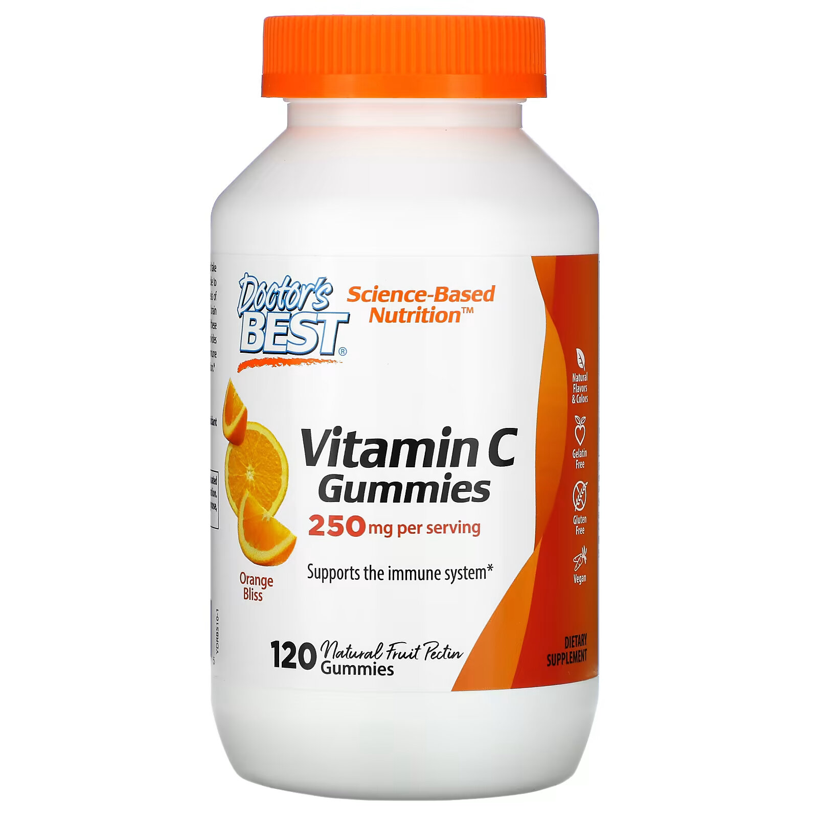Витамином C Doctor's Best с апельсиновым вкусом 125 мг, 120 жевательных таблеток nordic naturals таблетки с витамином c со вкусом мандарина 125 мг 60 жевательных таблеток