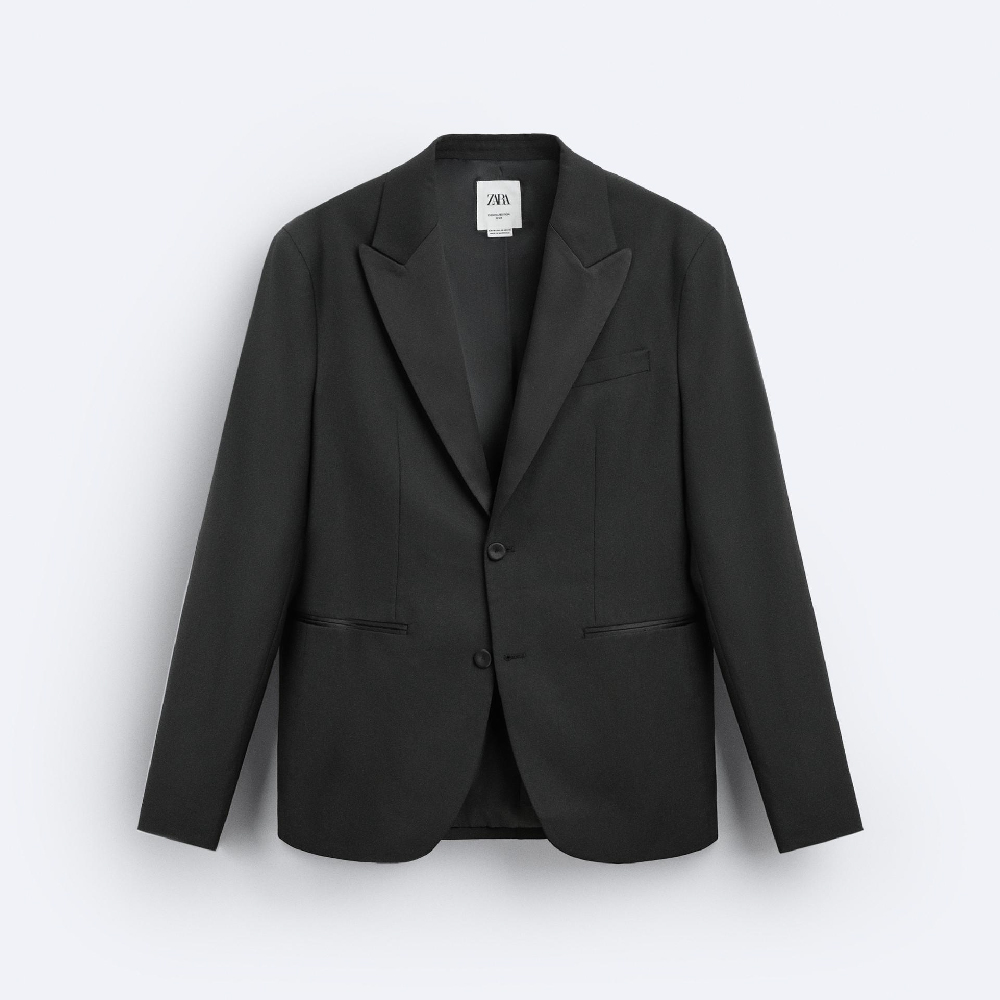 Пиджак Zara Tuxedo-style Suit, черный пиджак zara suit technical черный