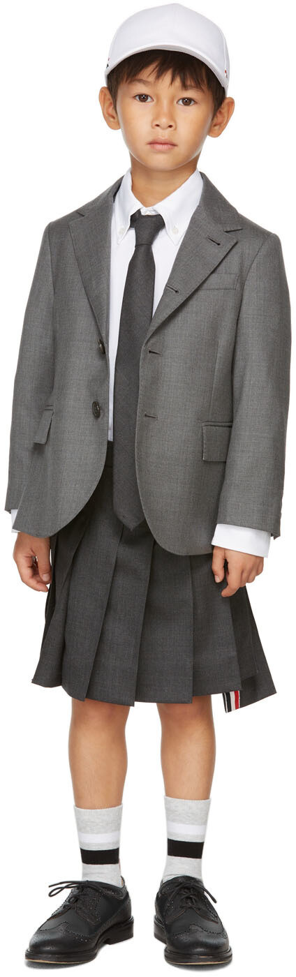 

Детская белая оксфордская рубашка с острым воротником Thom Browne