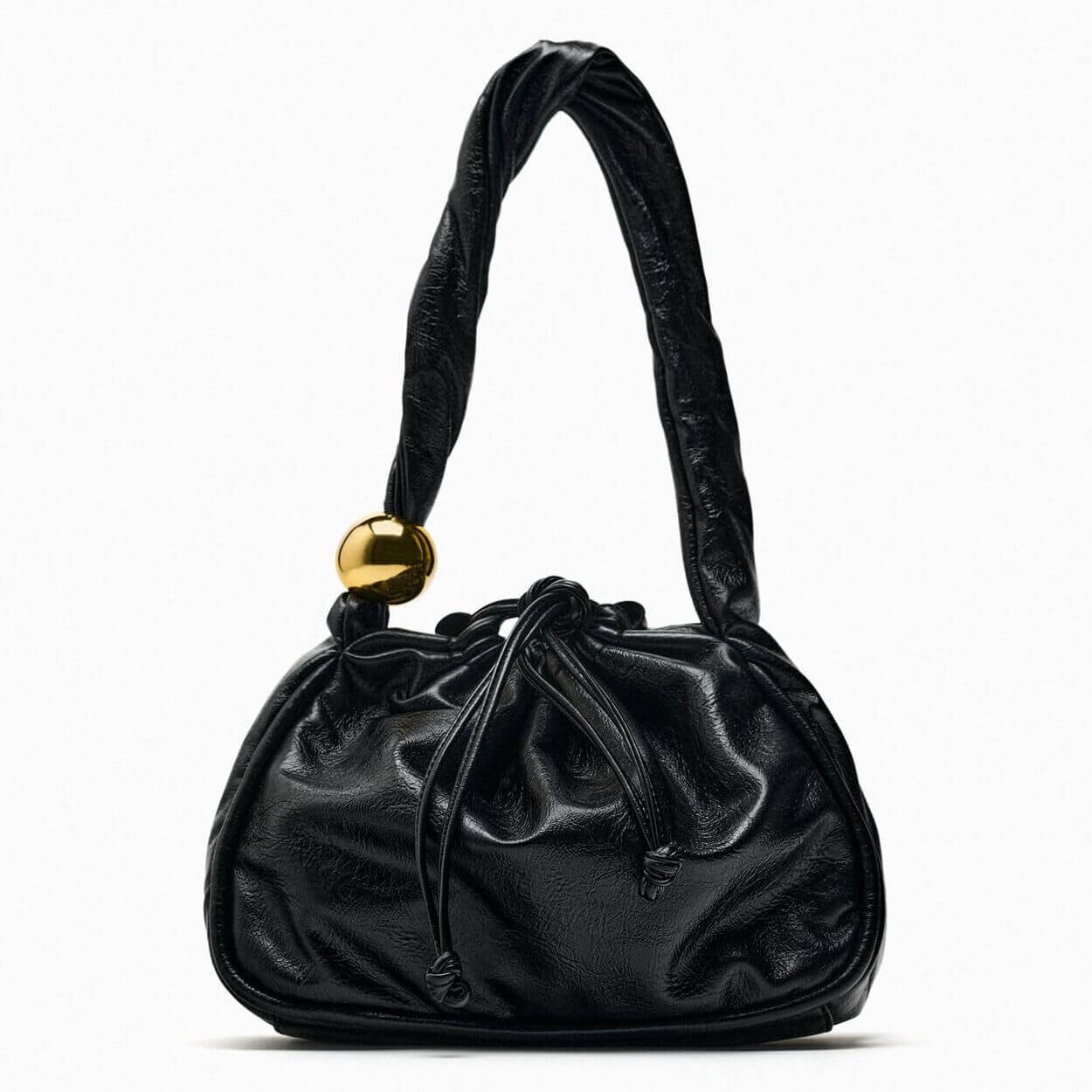 

Сумка Zara Bucket With Gold Ball, черный/золотой