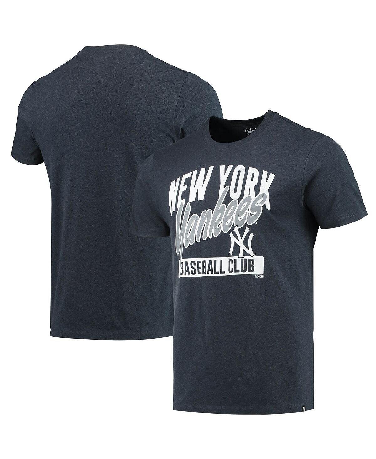 

Мужская темно-синяя футболка new york yankees fanzone club с меланжевой отделкой '47 Brand, темно-синий