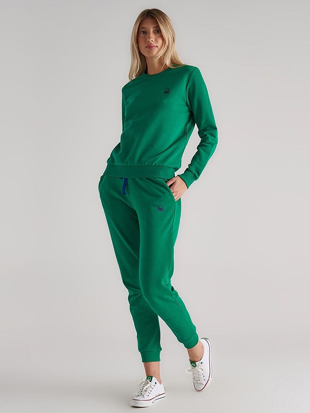 

Женская толстовка с круглым вырезом и длинными рукавами с вышивкой Benetton