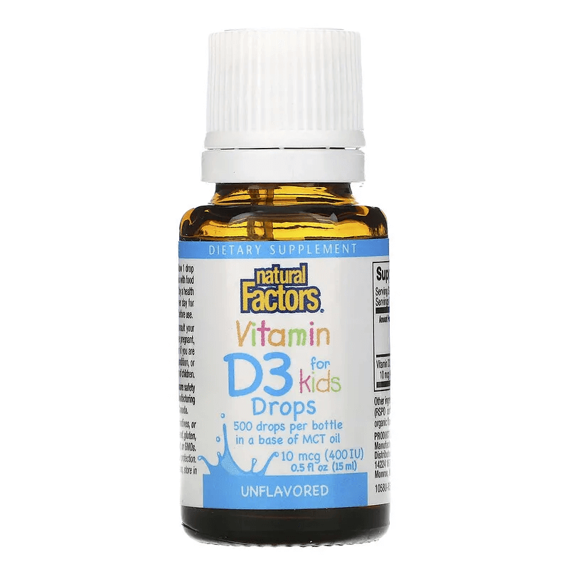 Витамин D3 для детей Natural Factors 10 мкг, 15 мл цена и фото