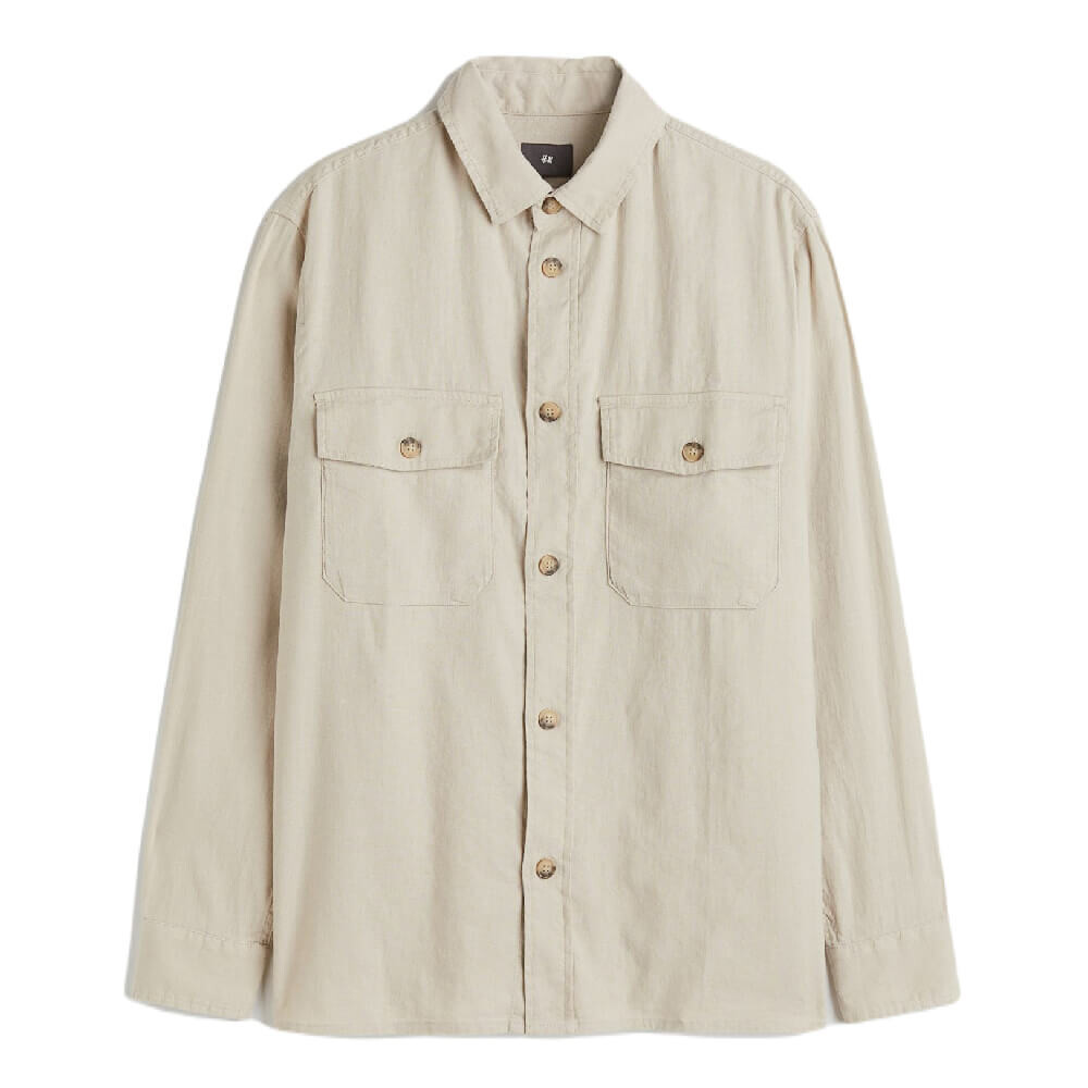 

Рубашка H&M Regular Fit Linen-blend, светло-бежевый
