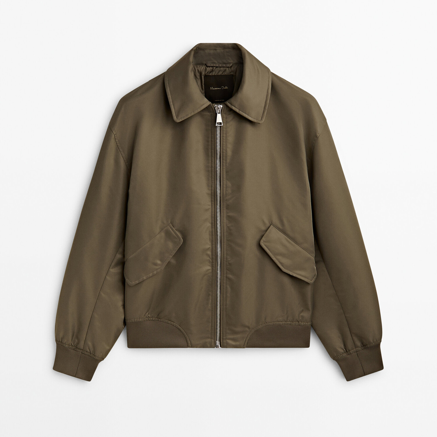 

Утепленный бомбер Massimo Dutti Padded satin, зеленый