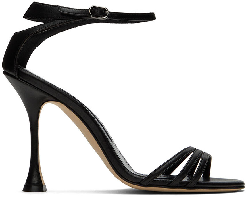 

Черные босоножки на каблуке караколь Manolo Blahnik