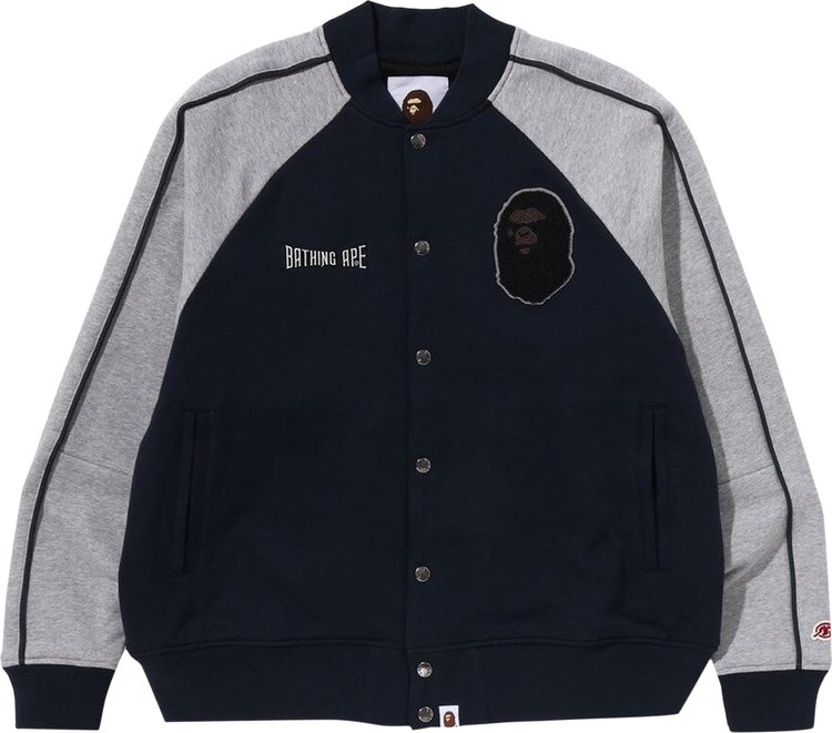 Куртка BAPE Sweat Varsity Jacket Navy, синий куртка mishka retro destory varsity jacket navy m