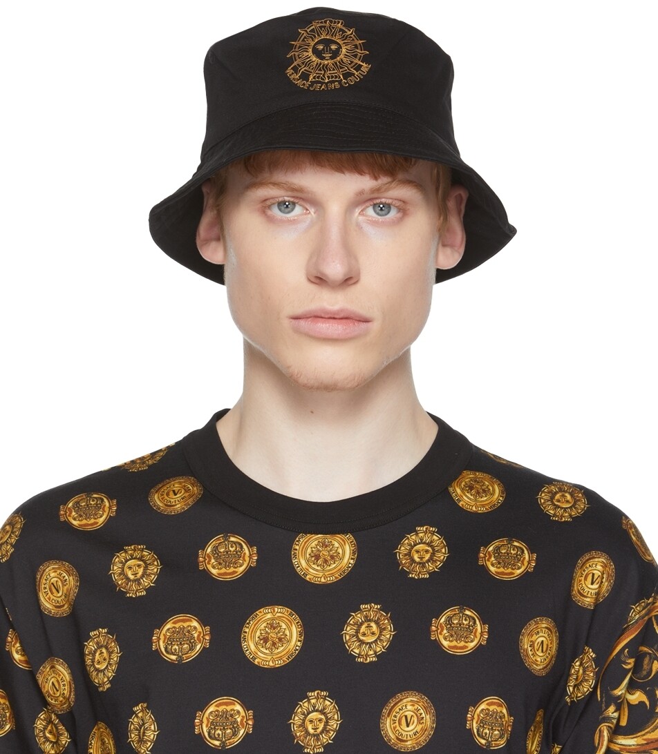 

Черно-золотая панама от солнца с гирляндой Versace Jeans Couture