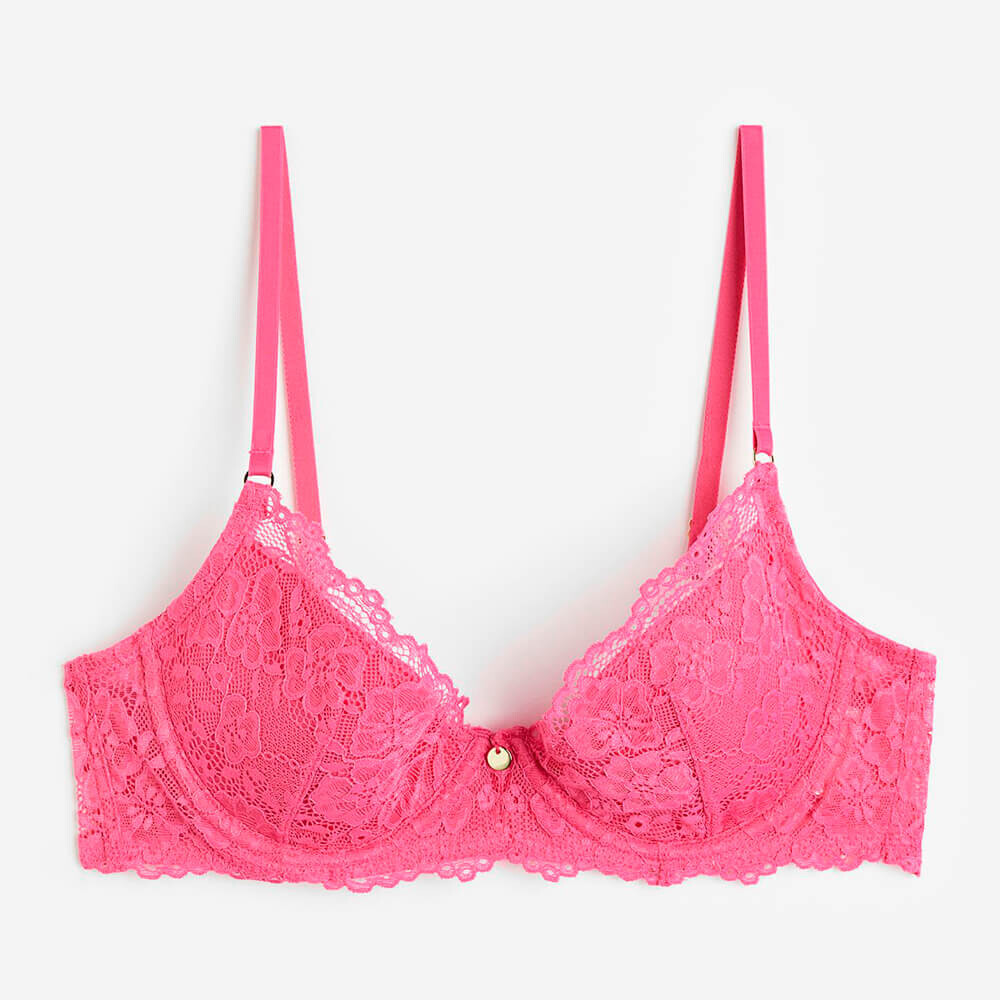 

Бюстгальтер H&M Padded Underwire Lace, розовый