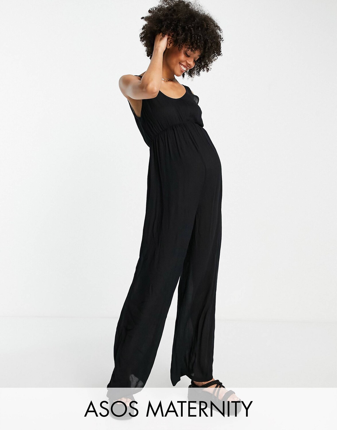 

Черный мятый пляжный комбинезон ASOS DESIGN Maternity